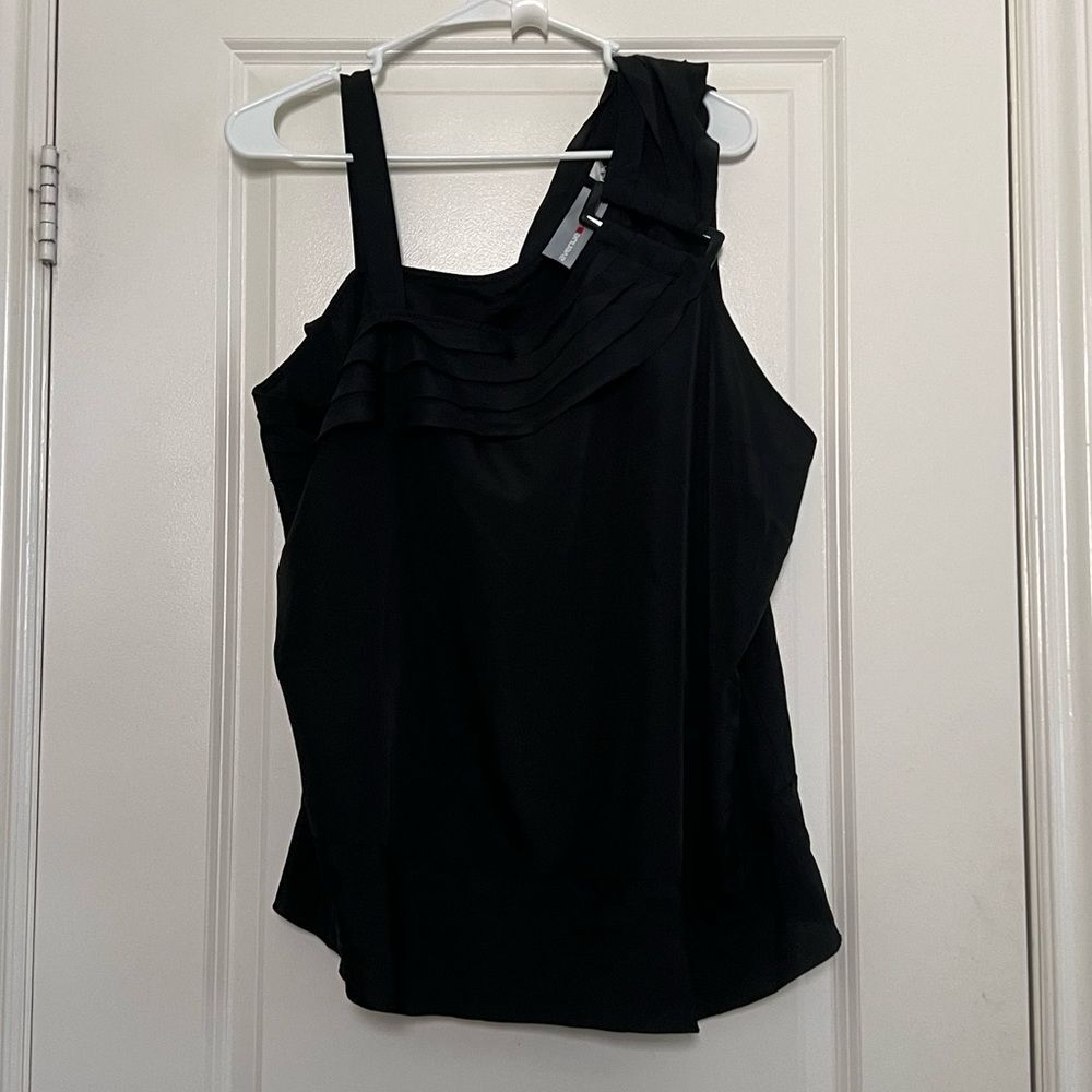 Avenue studio black chiffon blouse NWT